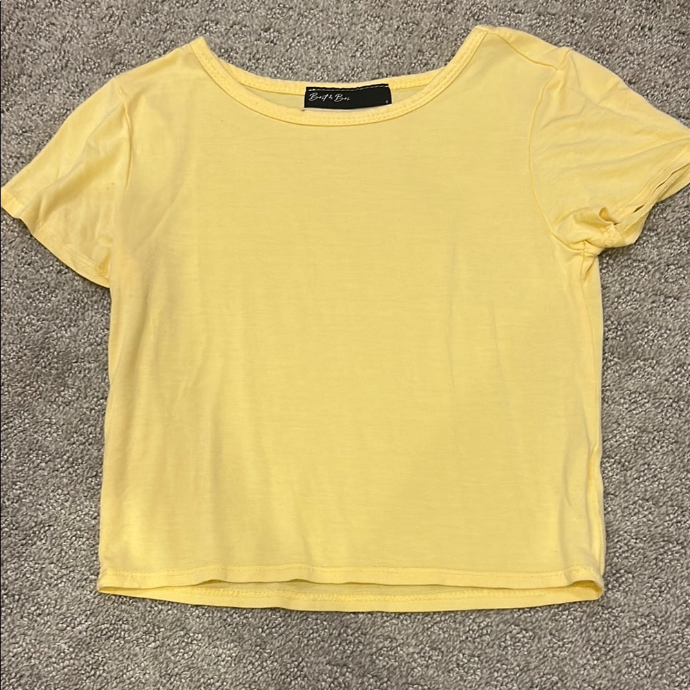 Brandy Melville Yellow Crop Relaxed T-Shirt